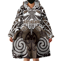 Personalised Maori Kati Mamoe Wearable Blanket Hoodie Silver Fern Kowhaiwhai Art
