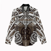 Personalised Maori Kati Mamoe Women Casual Shirt Silver Fern Kowhaiwhai Art