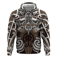 Personalised Maori Kati Mamoe Zip Hoodie Silver Fern Kowhaiwhai Art