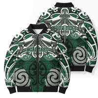 Personalised Maori Ngai Tahu Bomber Puffer Jacket Silver Fern Kowhaiwhai Art