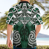 Personalised Maori Ngai Tahu Hawaiian Shirt Silver Fern Kowhaiwhai Art