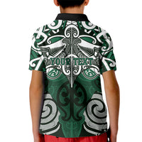 Personalised Maori Ngai Tahu Kid Polo Shirt Silver Fern Kowhaiwhai Art