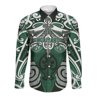 Personalised Maori Ngai Tahu Long Sleeve Button Shirt Silver Fern Kowhaiwhai Art