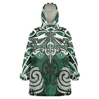 Personalised Maori Ngai Tahu Wearable Blanket Hoodie Silver Fern Kowhaiwhai Art