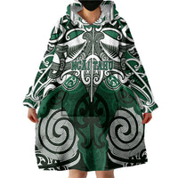 Personalised Maori Ngai Tahu Wearable Blanket Hoodie Silver Fern Kowhaiwhai Art