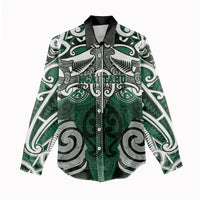 Personalised Maori Ngai Tahu Women Casual Shirt Silver Fern Kowhaiwhai Art
