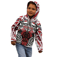 Personalised Maori Ngapuhi Kid Hoodie Silver Fern Kowhaiwhai Art