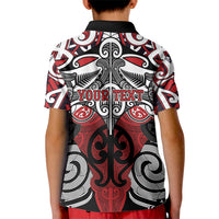 Personalised Maori Ngapuhi Kid Polo Shirt Silver Fern Kowhaiwhai Art