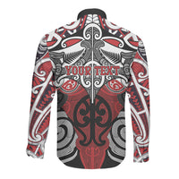 Personalised Maori Ngapuhi Long Sleeve Button Shirt Silver Fern Kowhaiwhai Art