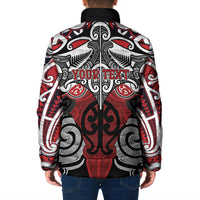 Personalised Maori Ngapuhi Padded Jacket Silver Fern Kowhaiwhai Art