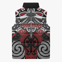 Personalised Maori Ngapuhi Sleeveless Puffer Jacket Silver Fern Kowhaiwhai Art