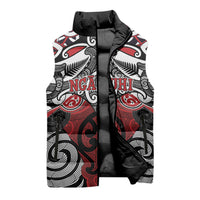 Personalised Maori Ngapuhi Sleeveless Puffer Jacket Silver Fern Kowhaiwhai Art