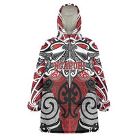 Personalised Maori Ngapuhi Wearable Blanket Hoodie Silver Fern Kowhaiwhai Art
