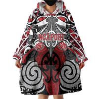 Personalised Maori Ngapuhi Wearable Blanket Hoodie Silver Fern Kowhaiwhai Art