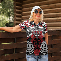 Personalised Maori Ngapuhi Women Polo Shirt Silver Fern Kowhaiwhai Art