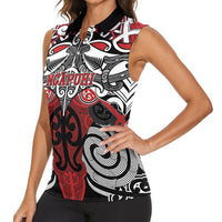 Personalised Maori Ngapuhi Women Sleeveless Polo Shirt Silver Fern Kowhaiwhai Art