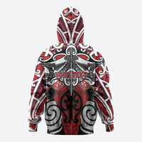 Personalised Maori Ngapuhi Zip Hoodie Silver Fern Kowhaiwhai Art