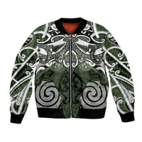 Personalised Maori Ngati Awa Bomber Jacket Silver Fern Kowhaiwhai Art