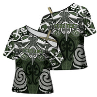 Personalised Maori Ngati Awa Cross Shoulder Shirt Silver Fern Kowhaiwhai Art