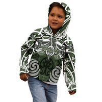 Personalised Maori Ngati Awa Kid Hoodie Silver Fern Kowhaiwhai Art