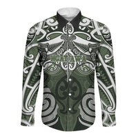 Personalised Maori Ngati Awa Long Sleeve Button Shirt Silver Fern Kowhaiwhai Art
