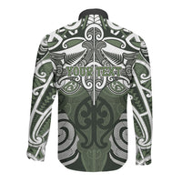 Personalised Maori Ngati Awa Long Sleeve Button Shirt Silver Fern Kowhaiwhai Art