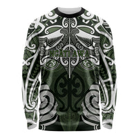 Personalised Maori Ngati Awa Long Sleeve Shirt Silver Fern Kowhaiwhai Art