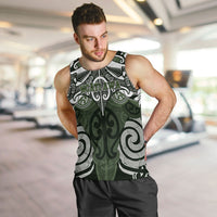 Personalised Maori Ngati Awa Men Tank Top Silver Fern Kowhaiwhai Art