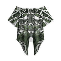 Personalised Maori Ngati Awa Off Shoulder Wrap Waist Top Silver Fern Kowhaiwhai Art