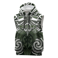 Personalised Maori Ngati Awa Sleeveless Hoodie Silver Fern Kowhaiwhai Art
