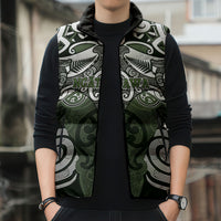 Personalised Maori Ngati Awa Sleeveless Puffer Jacket Silver Fern Kowhaiwhai Art