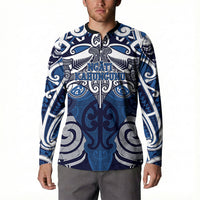 Personalised Maori Ngati Kahungunu Button Sweatshirt Silver Fern Kowhaiwhai Art