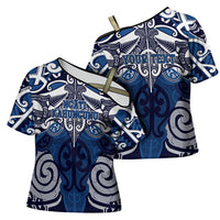 Personalised Maori Ngati Kahungunu Cross Shoulder Shirt Silver Fern Kowhaiwhai Art