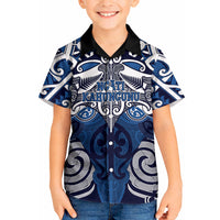 Personalised Maori Ngati Kahungunu Kid Hawaiian Shirt Silver Fern Kowhaiwhai Art
