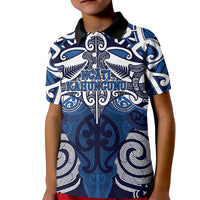 Personalised Maori Ngati Kahungunu Kid Polo Shirt Silver Fern Kowhaiwhai Art