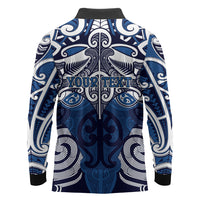 Personalised Maori Ngati Kahungunu Long Sleeve Polo Shirt Silver Fern Kowhaiwhai Art