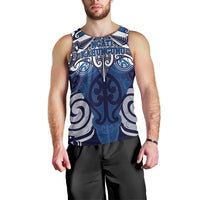 Personalised Maori Ngati Kahungunu Men Tank Top Silver Fern Kowhaiwhai Art