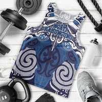 Personalised Maori Ngati Kahungunu Men Tank Top Silver Fern Kowhaiwhai Art