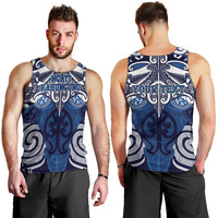 Personalised Maori Ngati Kahungunu Men Tank Top Silver Fern Kowhaiwhai Art