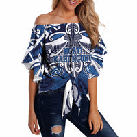 Personalised Maori Ngati Kahungunu Off Shoulder Wrap Waist Top Silver Fern Kowhaiwhai Art
