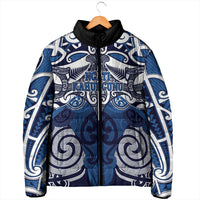 Personalised Maori Ngati Kahungunu Padded Jacket Silver Fern Kowhaiwhai Art