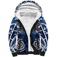 Personalised Maori Ngati Kahungunu Sherpa Hoodie Silver Fern Kowhaiwhai Art