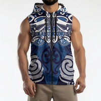 Personalised Maori Ngati Kahungunu Sleeveless Zip Hoodie Silver Fern Kowhaiwhai Art