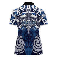 Personalised Maori Ngati Kahungunu Women Polo Shirt Silver Fern Kowhaiwhai Art