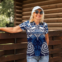 Personalised Maori Ngati Kahungunu Women Polo Shirt Silver Fern Kowhaiwhai Art
