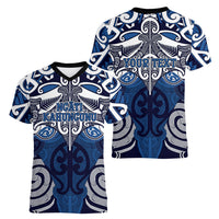Personalised Maori Ngati Kahungunu Women V-Neck T-Shirt Silver Fern Kowhaiwhai Art
