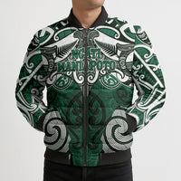 Personalised Maori Ngati Maniapoto Bomber Puffer Jacket Silver Fern Kowhaiwhai Art