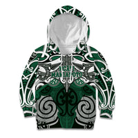 Personalised Maori Ngati Maniapoto Kid Hoodie Silver Fern Kowhaiwhai Art