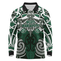 Personalised Maori Ngati Maniapoto Long Sleeve Polo Shirt Silver Fern Kowhaiwhai Art