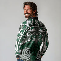 Personalised Maori Ngati Maniapoto Long Sleeve Polo Shirt Silver Fern Kowhaiwhai Art